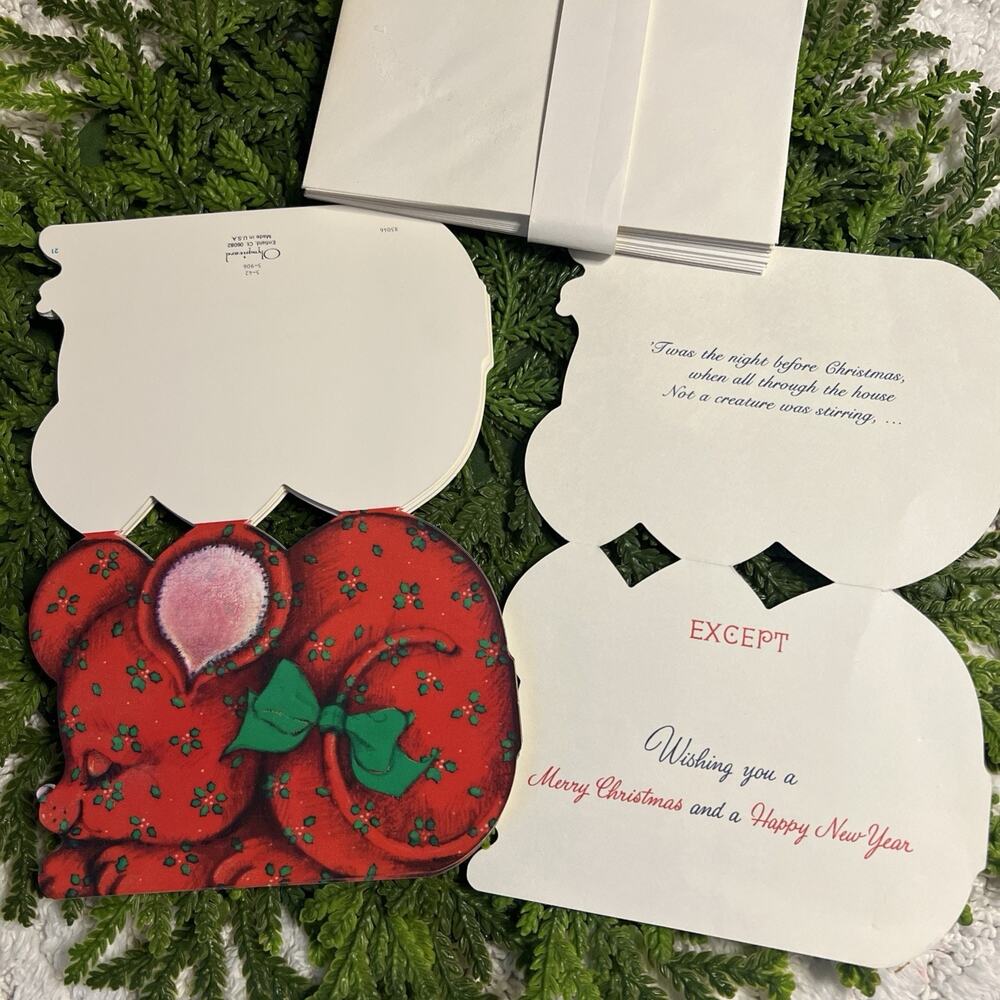 Vintage Olympicard Direct CHRISTMAS Red Mouse Holly Bow Set of 19 Envelopes